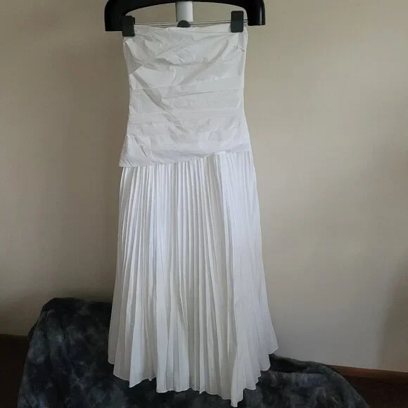 white christmas dresses Arie Strapless Cotton Bustier Midi Dress – SIMKHAI